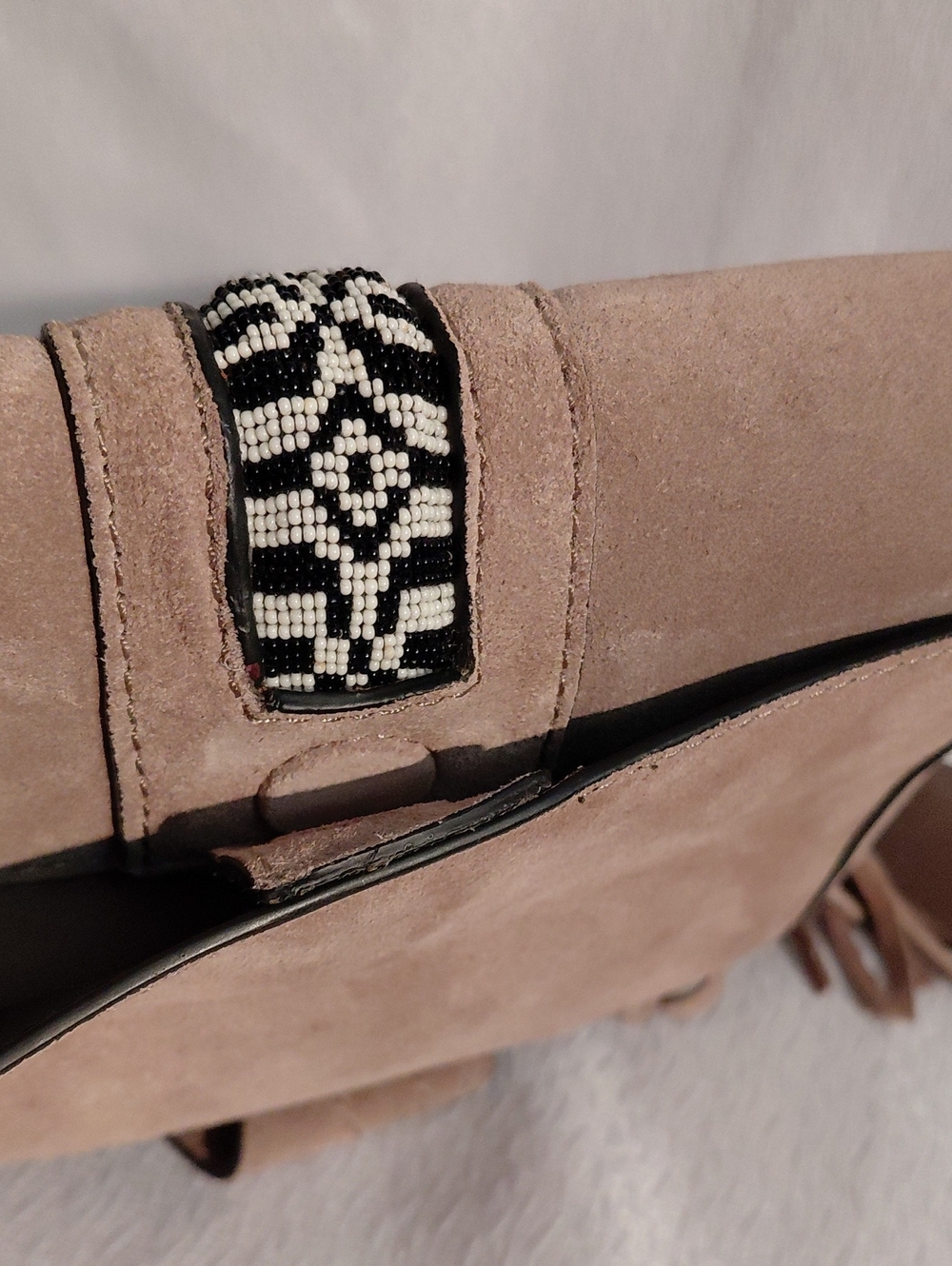 Rebecca Minnecoff Tan Suede Crossbody Bag Wide Strap. NWT - Picture 4 of 9
